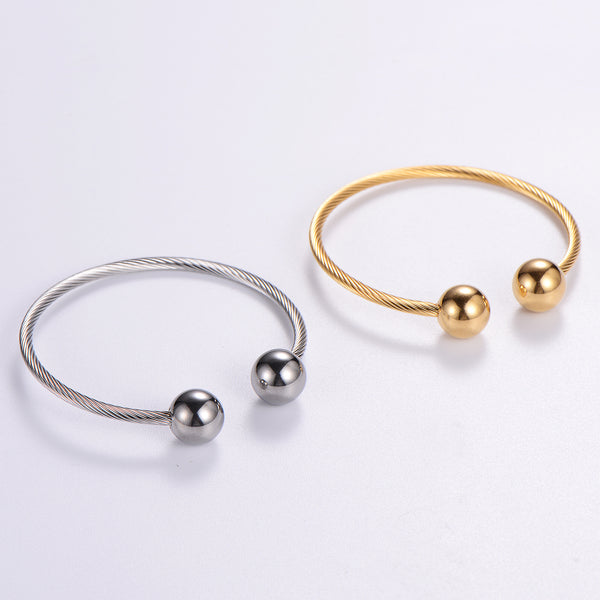 Expressive Stripe Circle Round Stainless Steel Electroplating Bangles