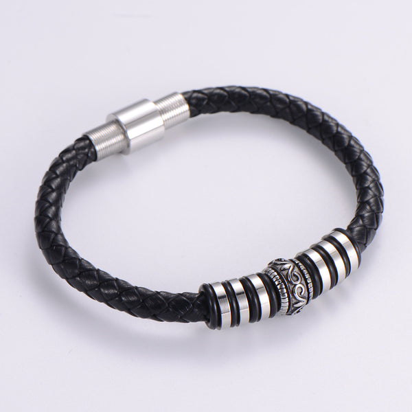 Men Minimalist Metal Leather Leather Bangles