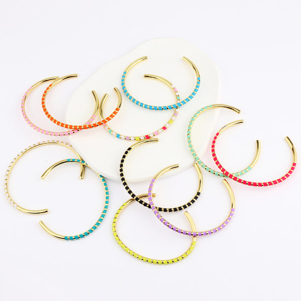 Women Metal Stripe Bohemian Stripe Gold Plating Bangles