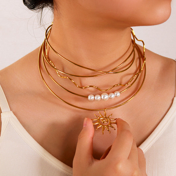 IG Style Irregular Geometric Stainless Steel Chokers