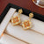 Luxurious Flower Flower Copper Zircon Inlay Earrings