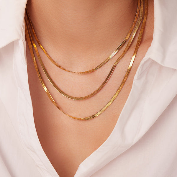 IG Style Ellipse Geometric Stainless Steel 18K Gold Plated Necklaces