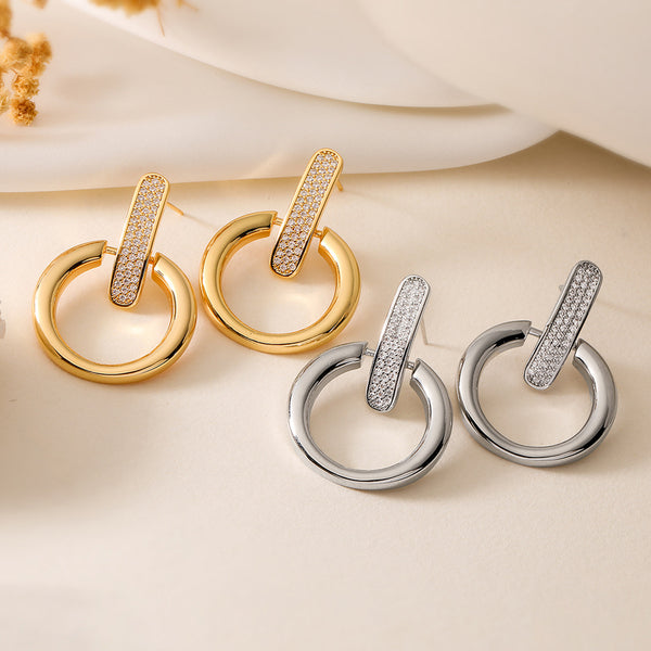 Irregular Geometric Copper Electroplating Stud Earrings