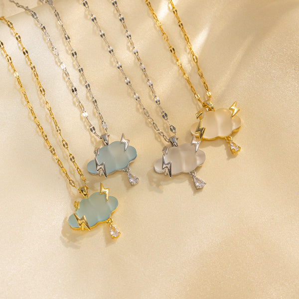 Natural Celestial Cloud Titanium Steel 18K Gold Plated Necklaces