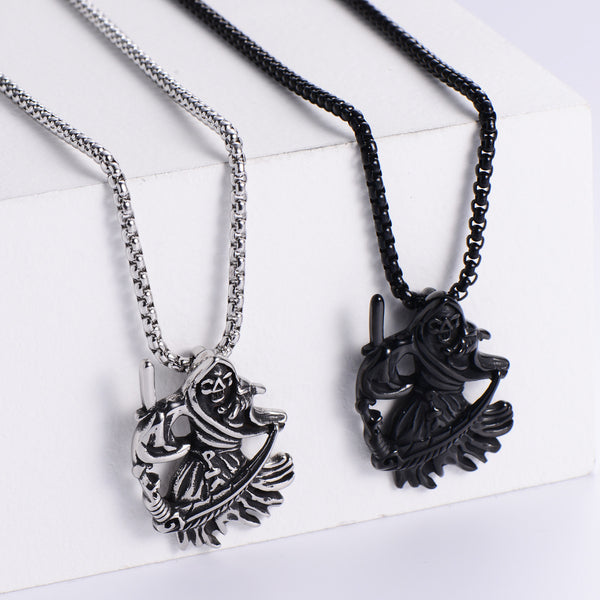 Retro Men Vintage Metal Skull Retro Vintage Chain Geometric Titanium Steel Pendants