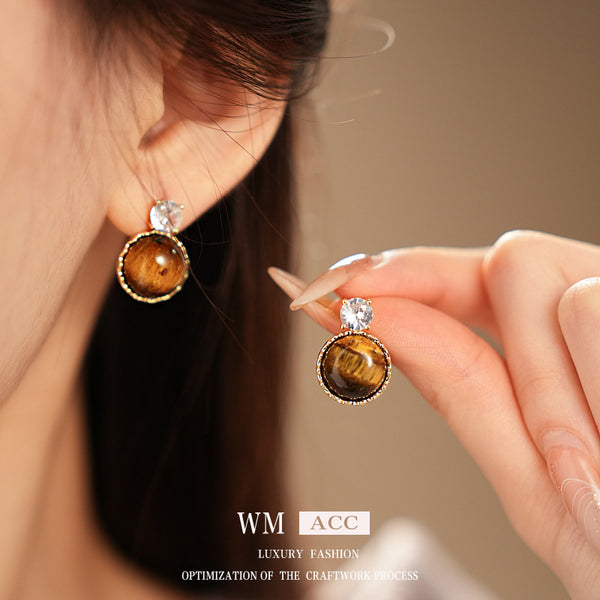 Luxurious Round Geometric Copper Electroplating Earrings