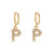 Minimalist Letter Number Text Stainless Steel 18K Gold Plated Earrings