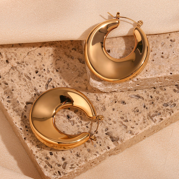 Fashion Circle Geometric Stainless Steel 18K Gold Plated Earrings