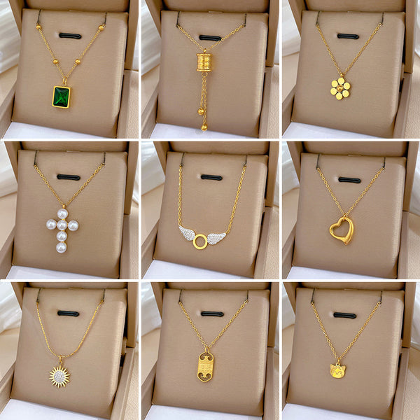 Fashion Geometric Titanium Steel Electroplating Necklaces