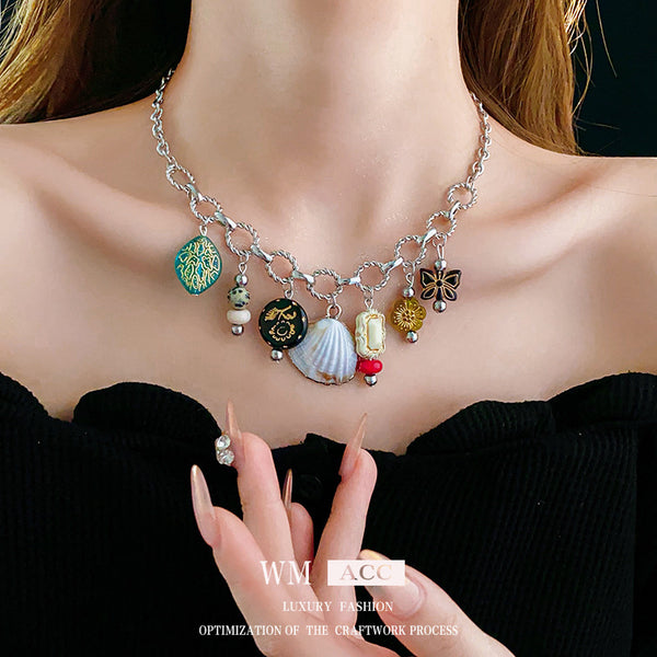 Expressive Shell Geometric Acrylic Electroplating Necklaces