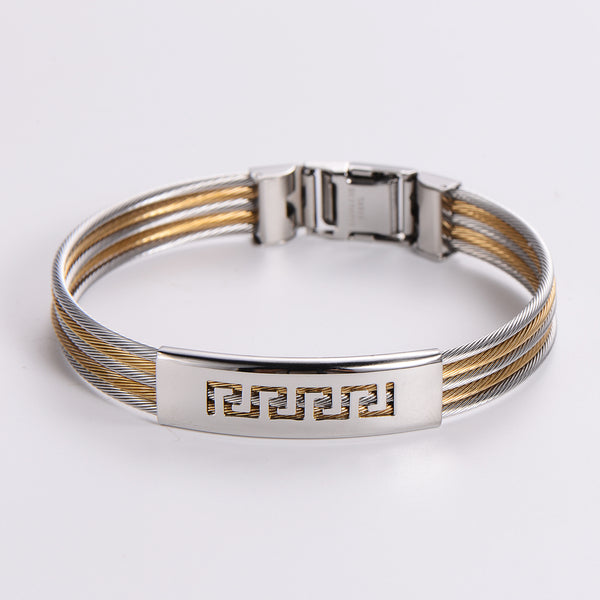 Minimalist Stripe Stainless Steel Electroplating Bangles