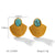 IG Style Fan-Shape Geometric Stainless Steel Gem Inlay Earrings