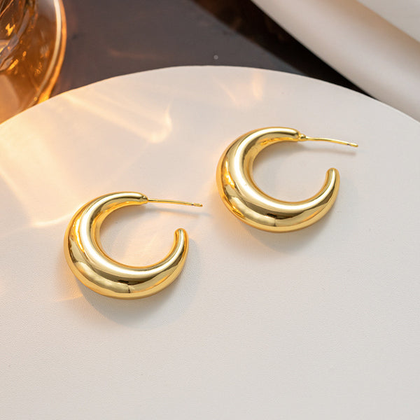 Retro Vintage Round Geometric Titanium Steel 18K Gold Plated Earrings