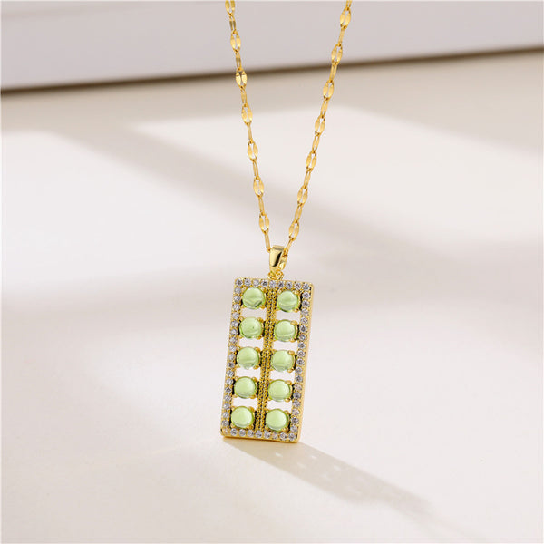 Korean Women Abacus Titanium Steel Gold Plating Necklaces