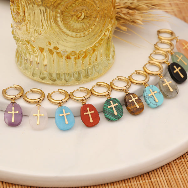 IG Style Cross Stainless Steel Electroplating Earrings