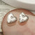 Heart Geometric Copper Inlay Stud Earrings