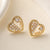 Heart Geometric Copper Inlay Stud Earrings