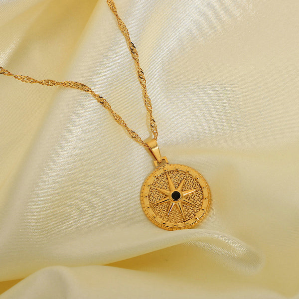 IG Style Ellipse Stainless Steel 18K Gold Plated Necklaces