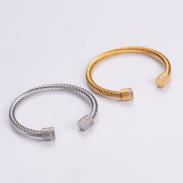 Unisex Metal Twisted Doll Titanium Steel Electroplating Bangles