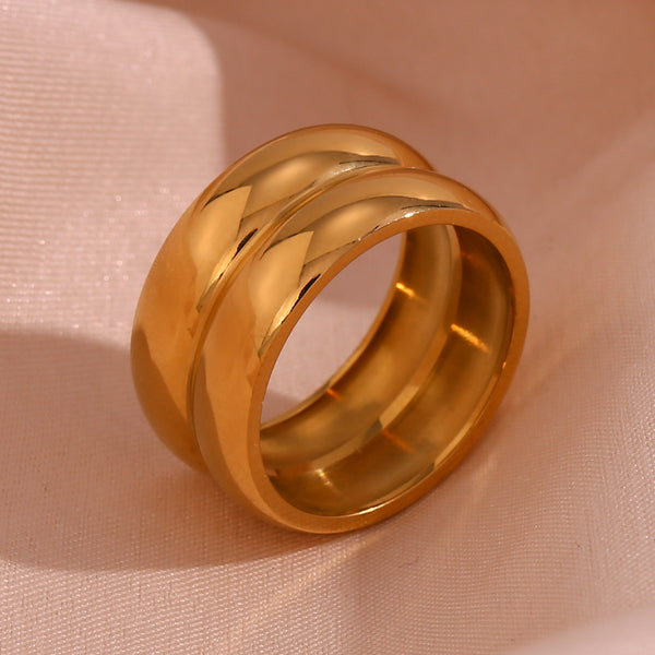 Minimalist Circle Geometric Stainless Steel 18K Gold Plated Rings