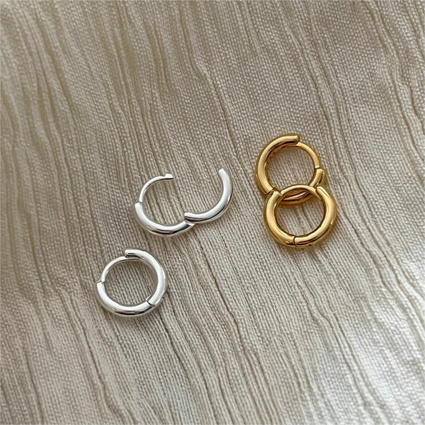 925 Sterling Silver Korean Circle Double Circle Text Letter Number Silver Electroplating Stud Earrings