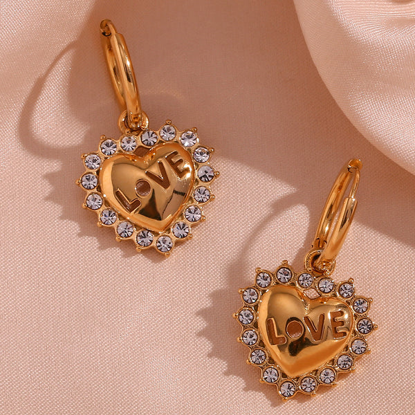 Fashion Heart Geometric Stainless Steel 18K Gold Plated Earrings