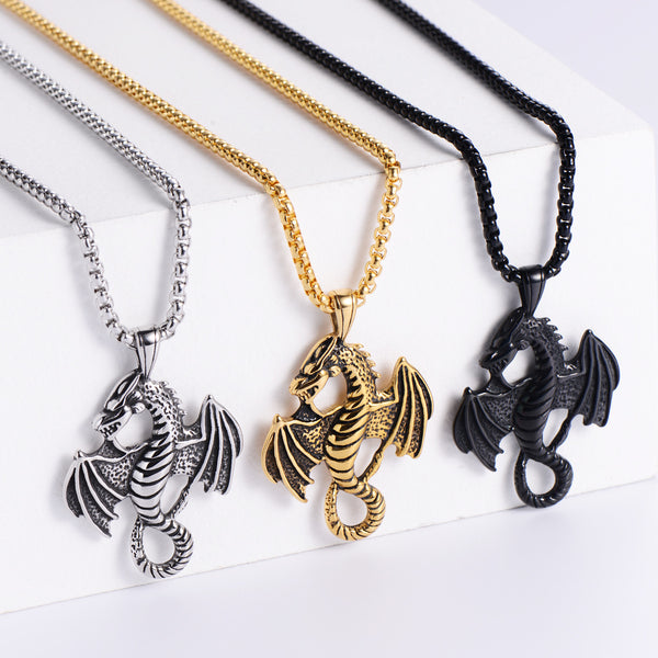 Men Metal Retro Chain Vintage Animal Titanium Steel Pendants