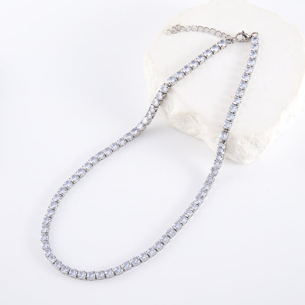 Expressive Round Geometric Stainless Steel Diamond Inlay Necklaces