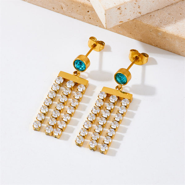 Fashion Tennis / Diamond Line Titanium Steel Diamond Inlay Earrings