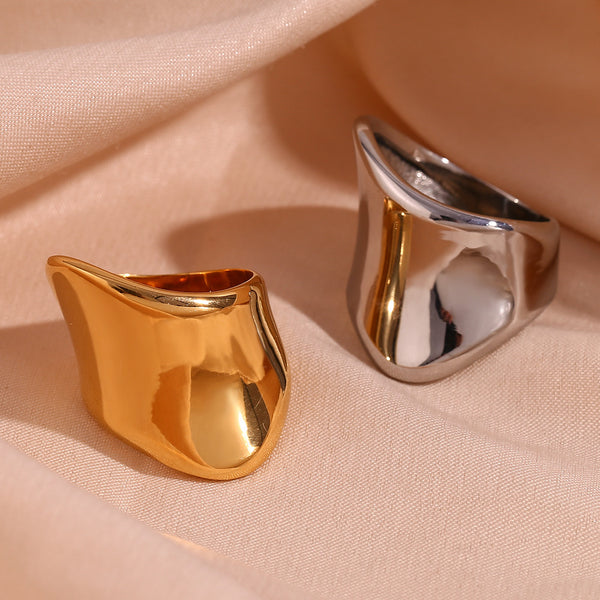 Fashion Creative Circle Geometric Stainless Steel 18K Gold Plated Rings