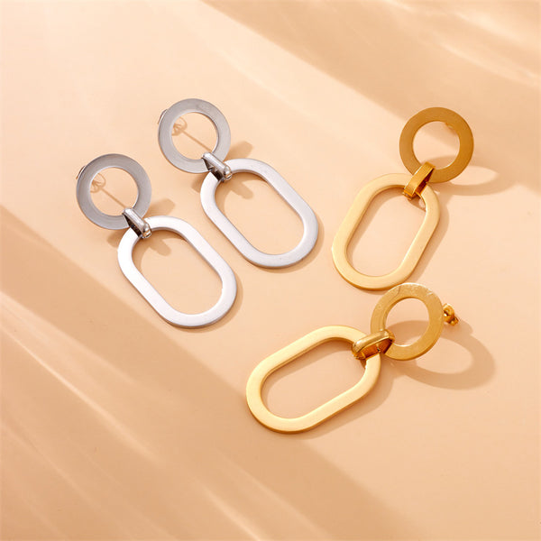 Fashion Ellipse Geometric Stainless Steel Electroplating Earrings