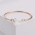 Japanese / Korean Women Metal Pearl Droplet Stainless Steel Bangles