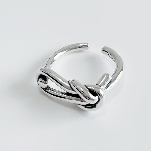 925 Sterling Silver Women Vintage Retro Knot Silver Rings