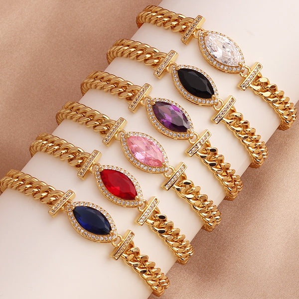 Women Ellipse Geometric Zircon Electroplating Bracelets