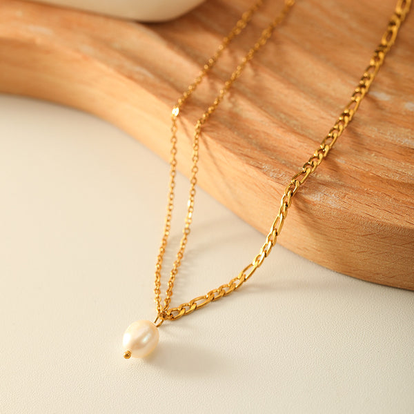 IG Style Pearl Geometric Stainless Steel Electroplating Necklaces