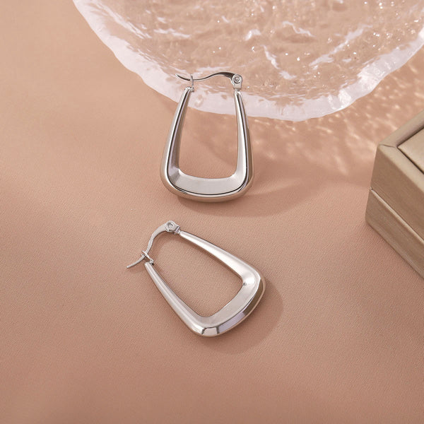 Minimalist Circle Geometric Stainless Steel Polishing Earrings