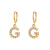 Minimalist Letter Number Text Stainless Steel 18K Gold Plated Earrings