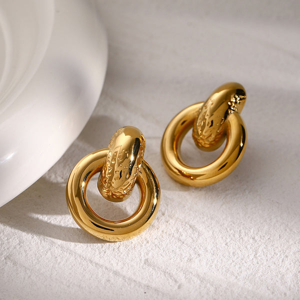 IG Style Circle Stainless Steel Electroplating Earrings