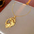 Retro Vintage Stripe Round Ellipse Geometric Chinese Zodiac Animal Titanium Steel Electroplating Necklaces