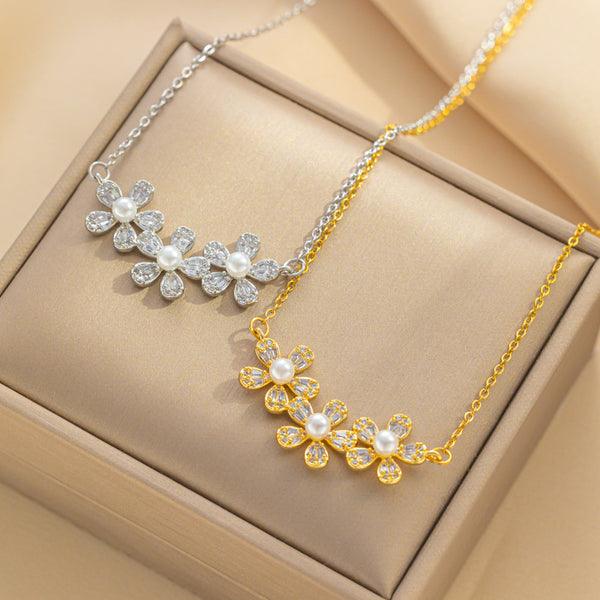 Petal Flower Titanium Steel Electroplating Necklaces