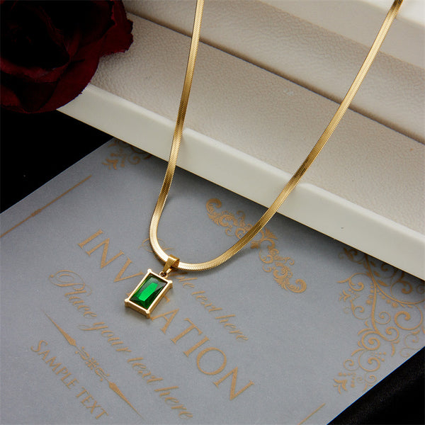 Square Chain Geometric Titanium Steel Electroplating Necklaces