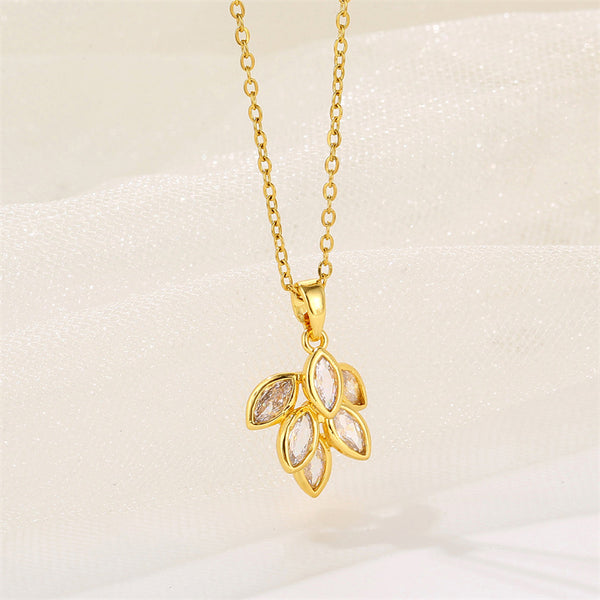 Minimalist Leaf Stainless Steel Electroplating Necklaces