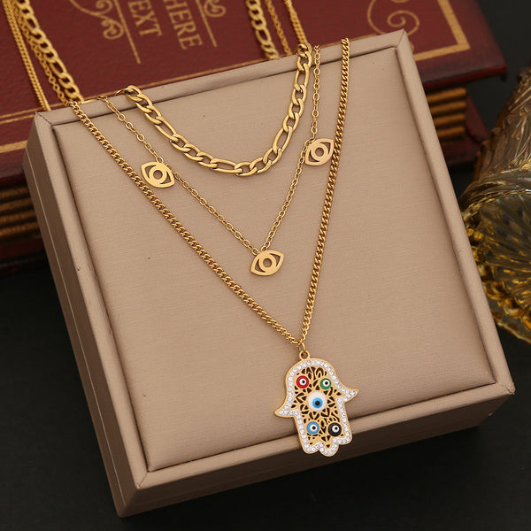 Expressive Eye Stainless Steel Electroplating Necklaces