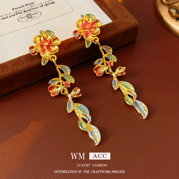 Medieval Flower Flower Leaf Alloy Electroplating Earrings