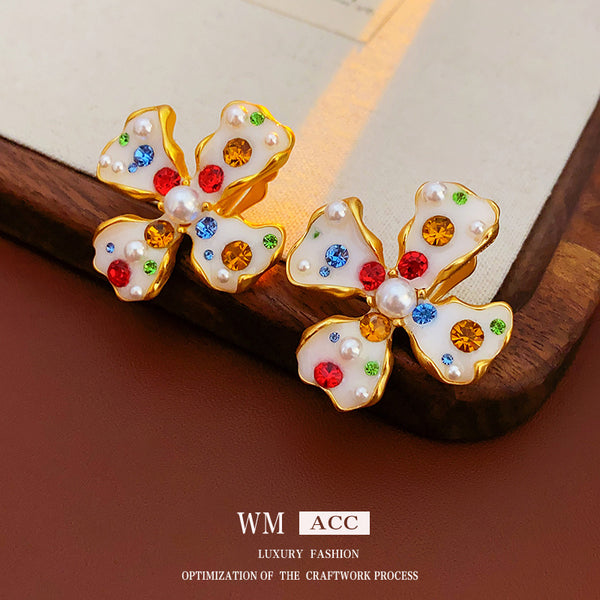 Luxurious Flower Geometric Flower Alloy Electroplating Earrings