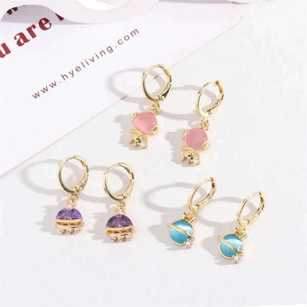 IG Style Sphere Cartoon Zircon Diamond Inlay Stud Earrings