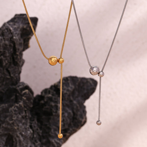 Fashion Round Geometric Stainless Steel 18K Gold Plated Necklaces