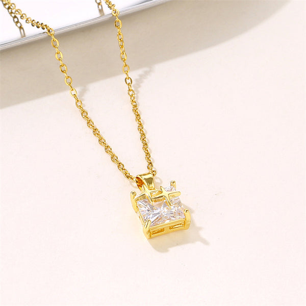 Natural Quadrilateral Geometric Stainless Steel Electroplating Necklaces