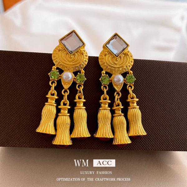 Medieval Tassel Geometric Alloy Electroplating Earrings