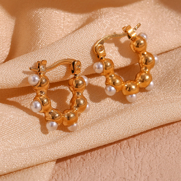 Fashion Circle U-Shape Geometric Stainless Steel 18K Gold Plated Earrings